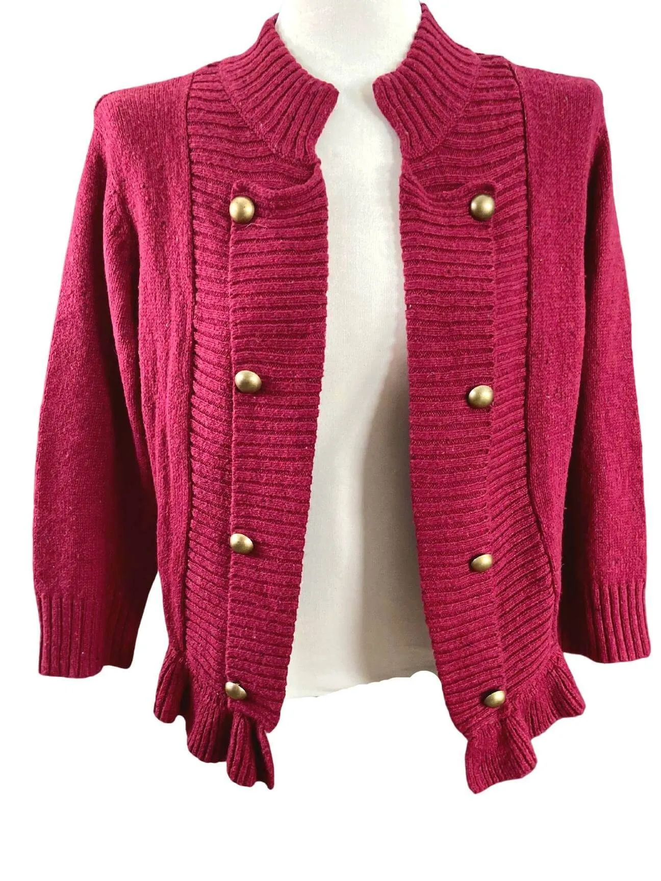 Warm Autumn Cinnamon Brass Button Sweater Jacket