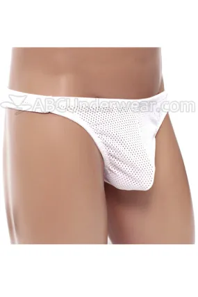 White Men's Sporty Mesh Pouch Thong Underwear