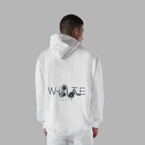 Whte Bold Snake Floral Hoodie