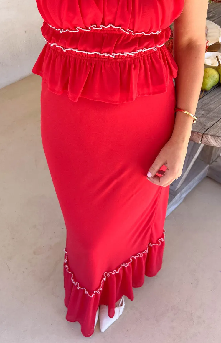 Wiatt Red Maxi Skirt