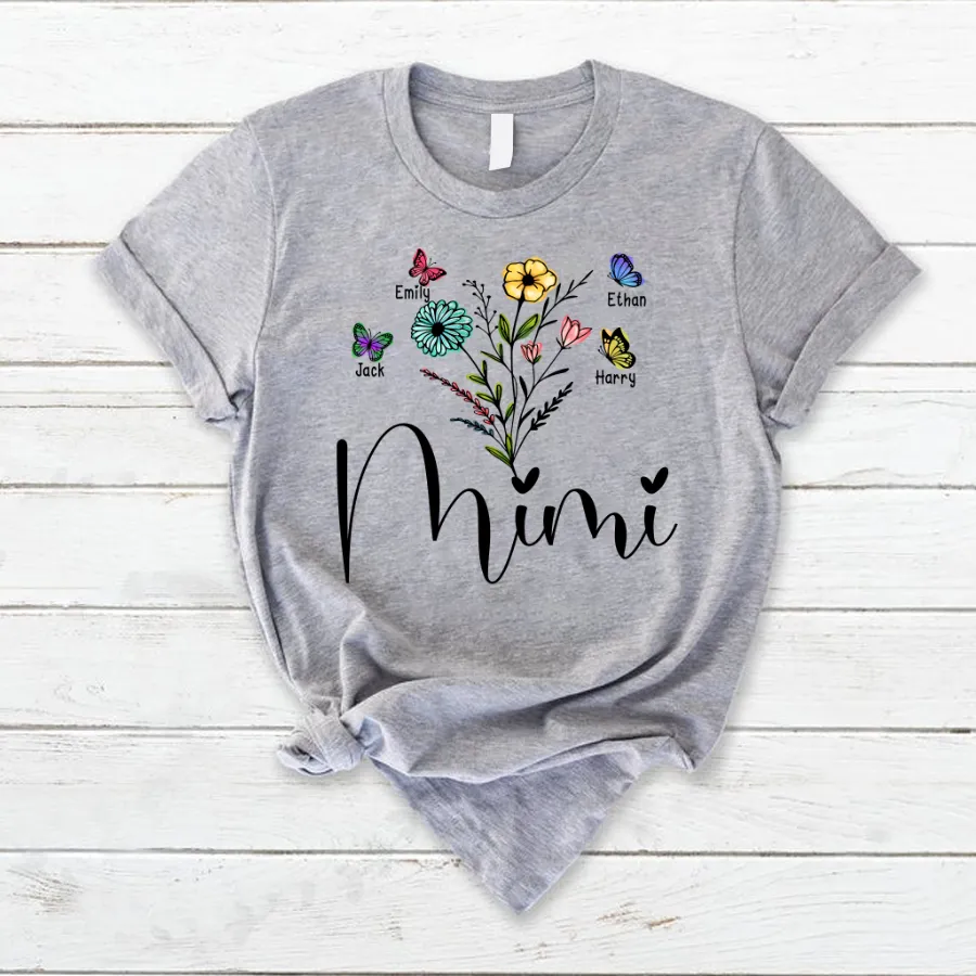 Wildflowers Mimi And Grandkids Art T-Shirt, Idea Gift for Mimi Nana Gigi, Mother's Day Shirt