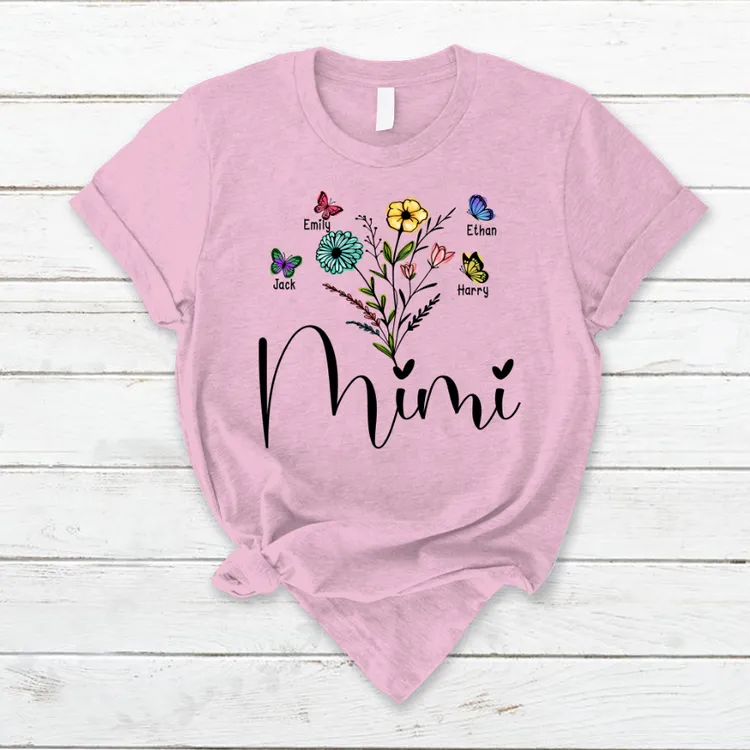 Wildflowers Mimi And Grandkids Art T-Shirt, Idea Gift for Mimi Nana Gigi, Mother's Day Shirt