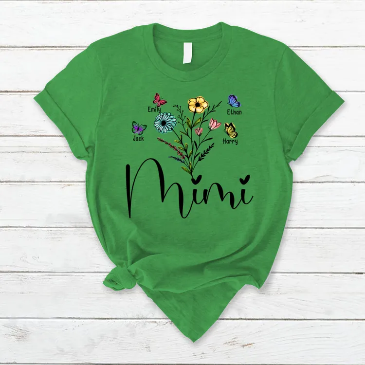 Wildflowers Mimi And Grandkids Art T-Shirt, Idea Gift for Mimi Nana Gigi, Mother's Day Shirt