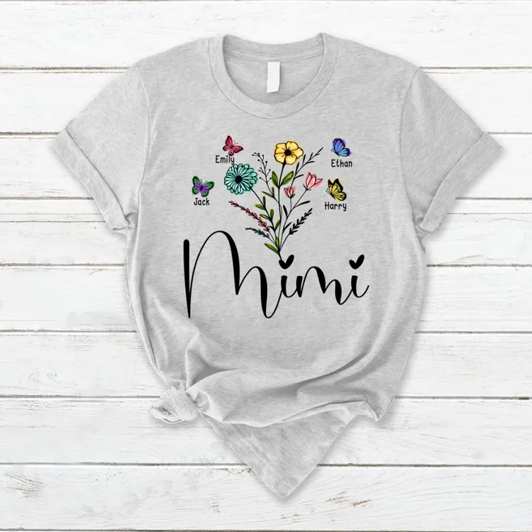 Wildflowers Mimi And Grandkids Art T-Shirt, Idea Gift for Mimi Nana Gigi, Mother's Day Shirt