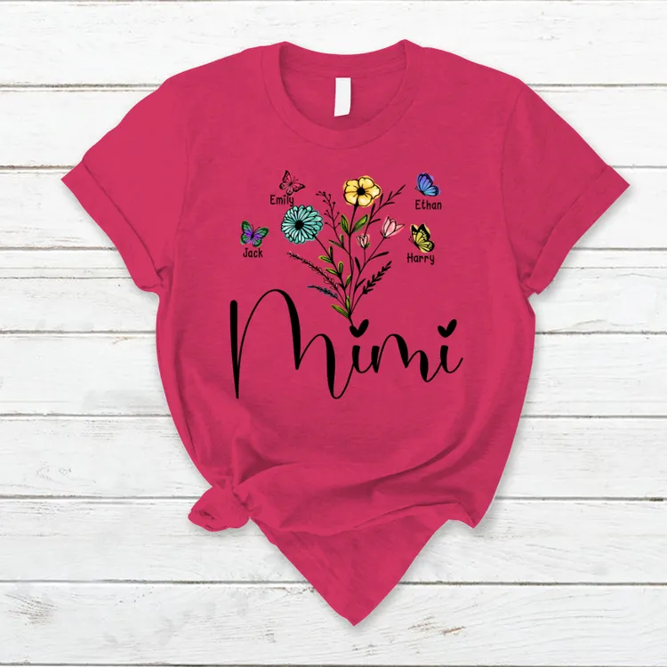 Wildflowers Mimi And Grandkids Art T-Shirt, Idea Gift for Mimi Nana Gigi, Mother's Day Shirt