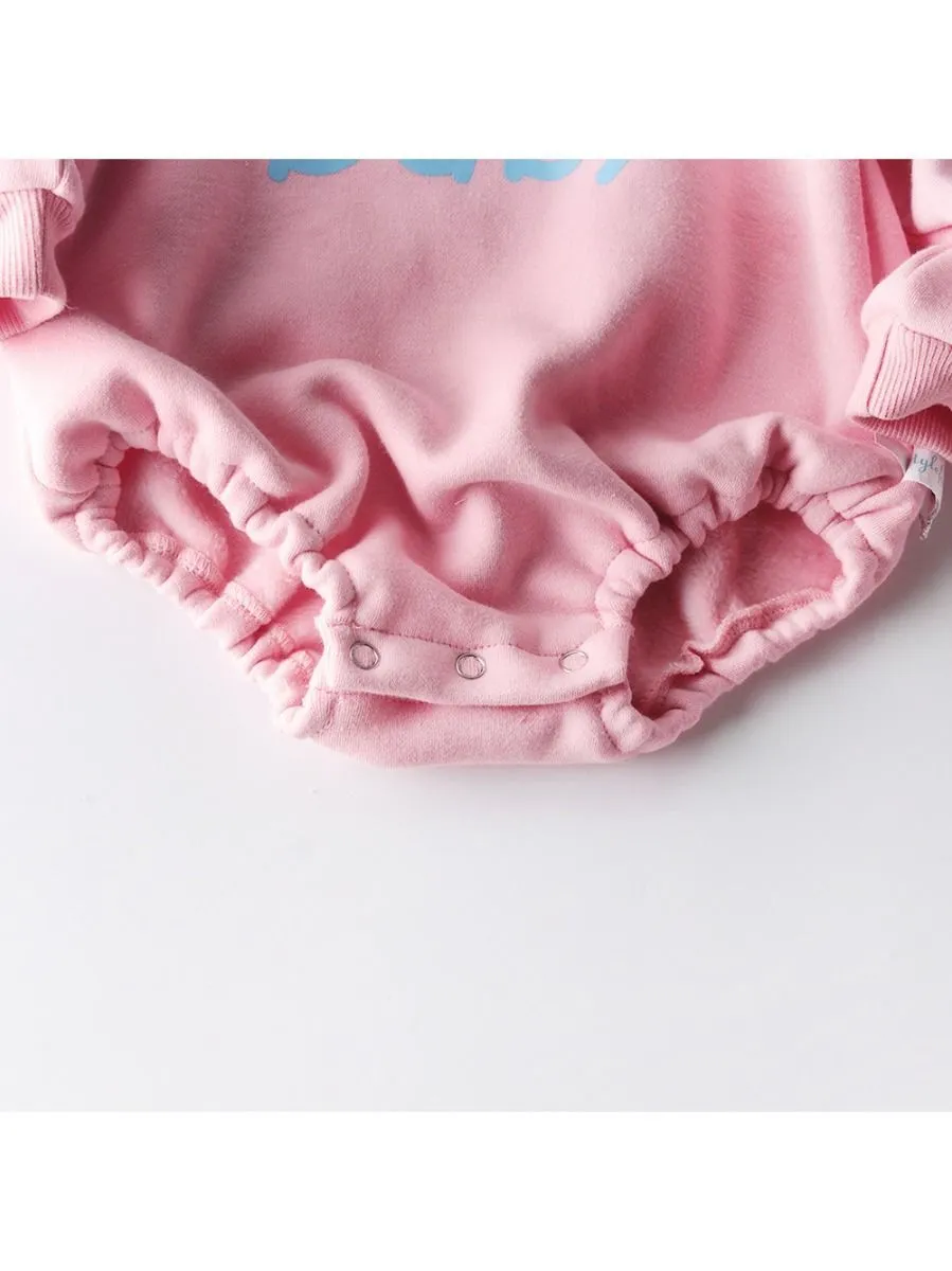 Winter 2-Piece Baby Fleece-lined Bodysuit and Headband Pink/Blue