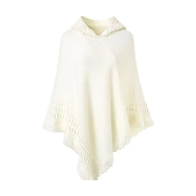 Winter Knit Hooded Cape Poncho