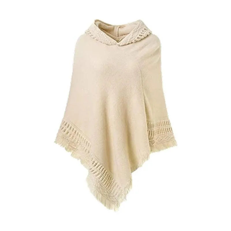 Winter Knit Hooded Cape Poncho