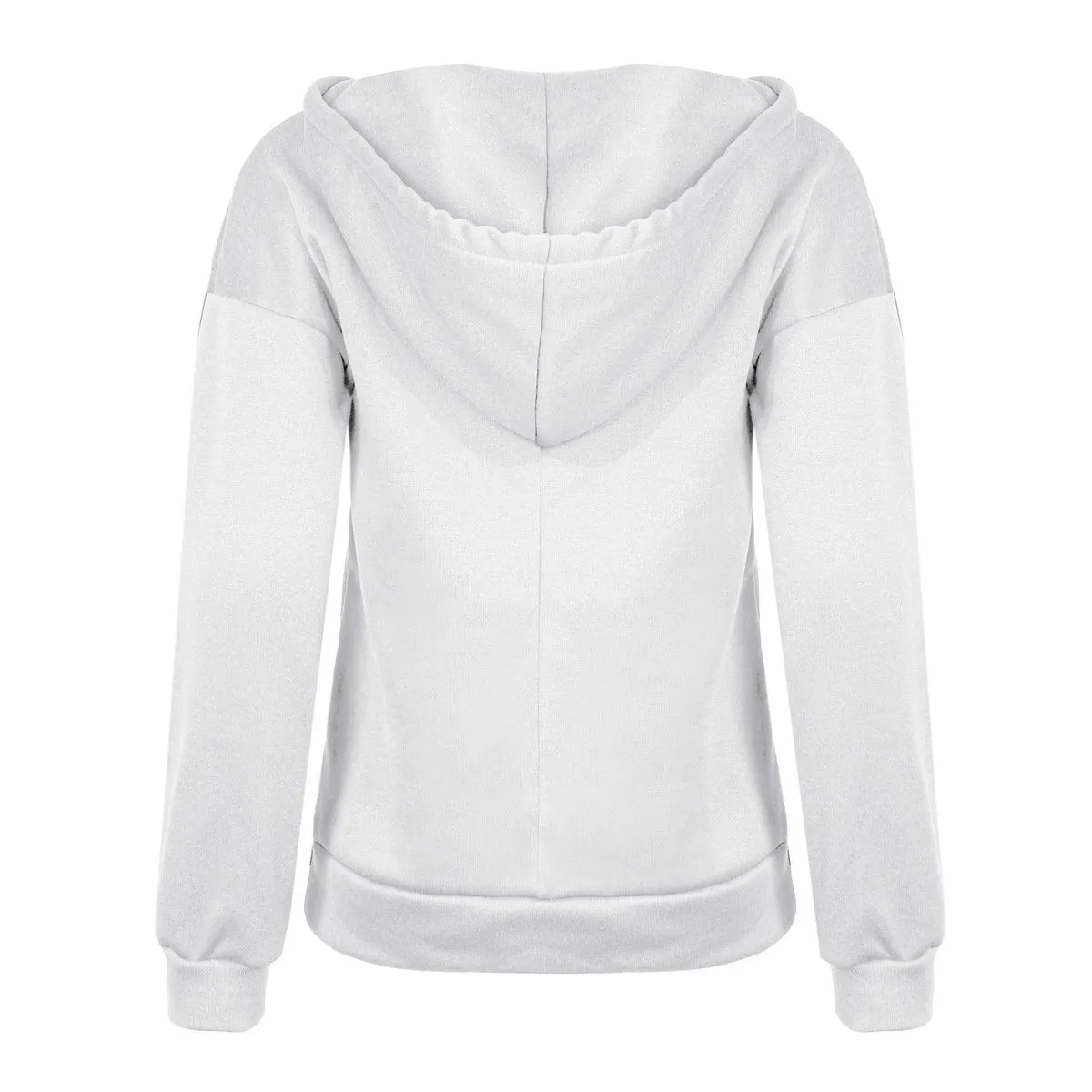 Women solid color button collar hoodie sweatshirt with pocket