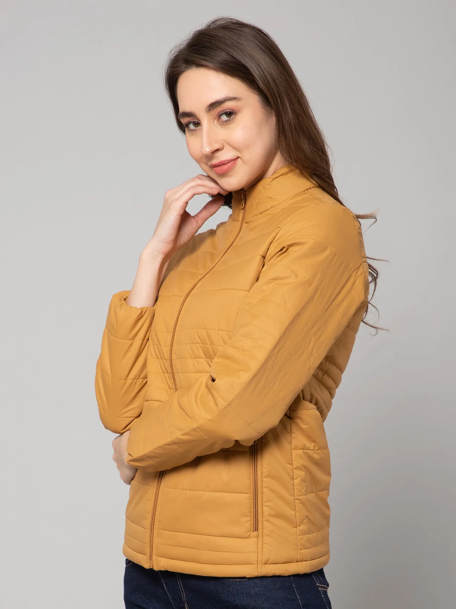 Women's Casual  Mustard Quilted  Jacket