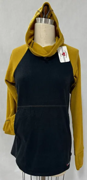 Women's Fleece Hoodie -  Black w/ Mustard sleeves & hood