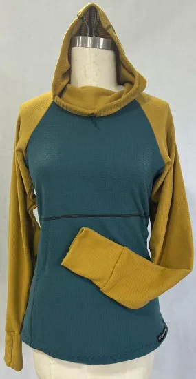 Women's Fleece Hoodie -  Moroccan w/ Mustard sleeves & hood