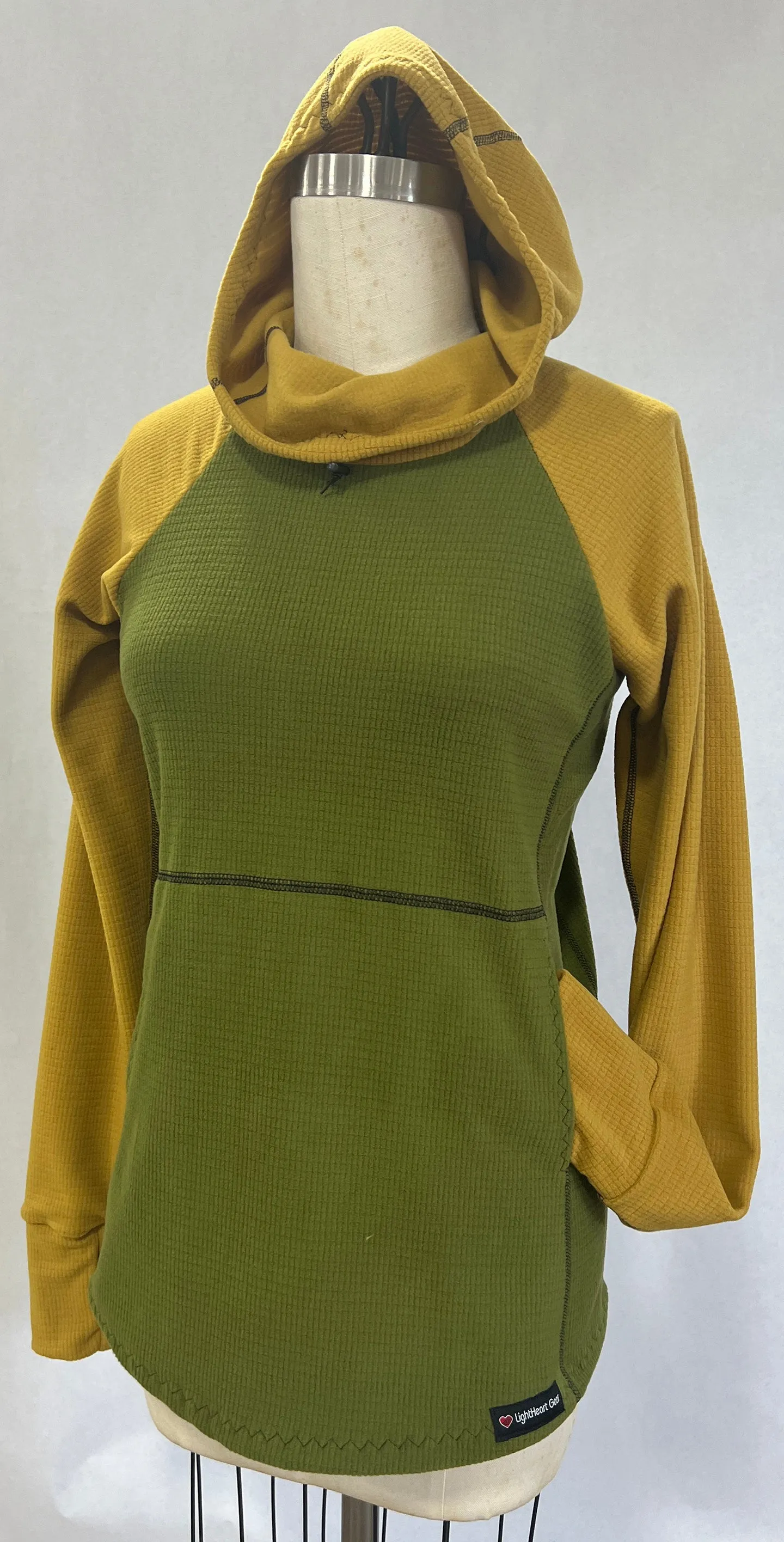 Women's Fleece Hoodie -  Olive w/ Mustard sleeves & hood