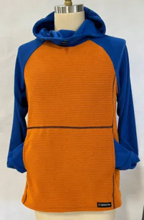 Women's Fleece Hoodie -  Orange w/ Blue sleeves & hood