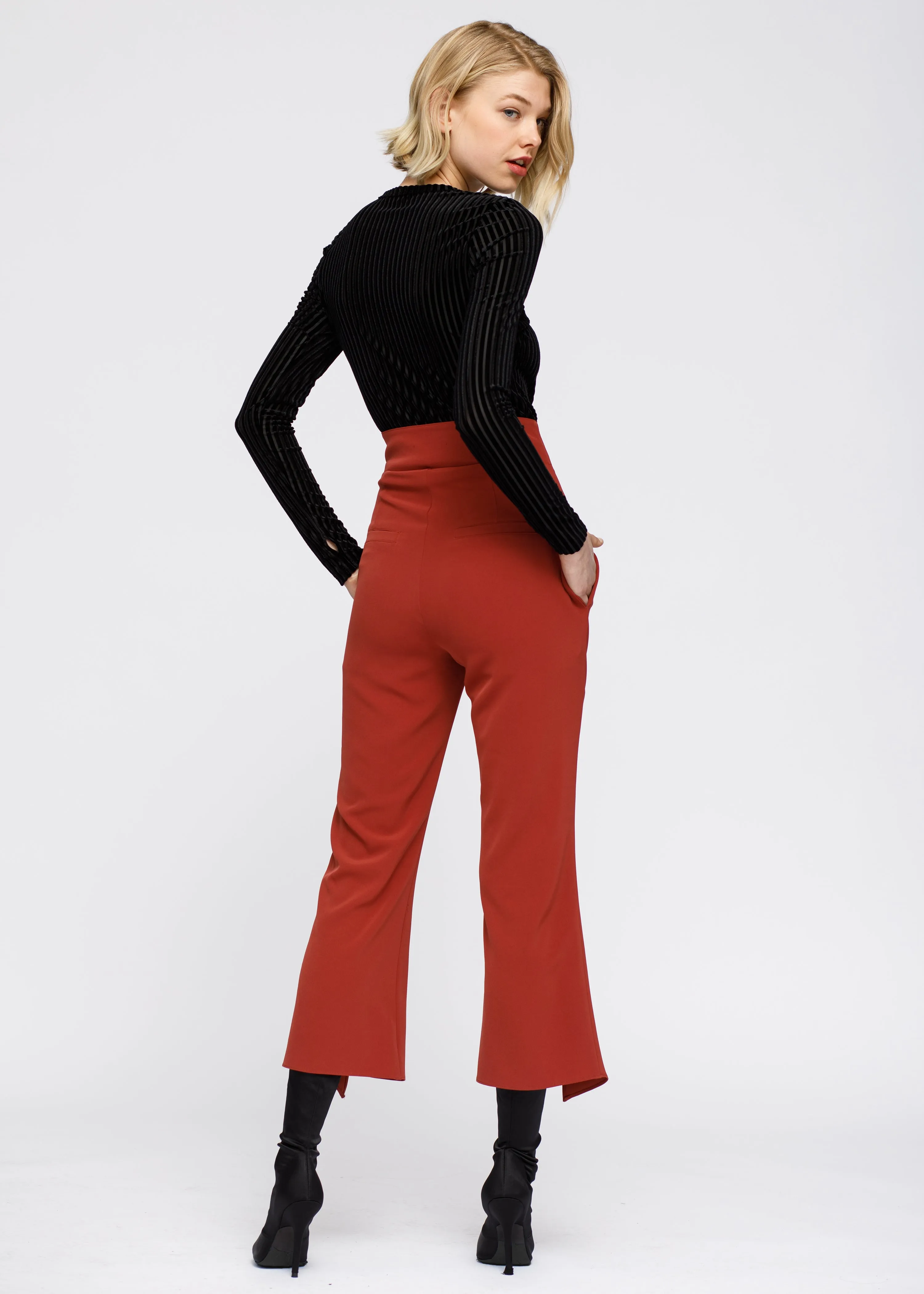 Women's High Waist Front Slit Trouser by Shop at Konus