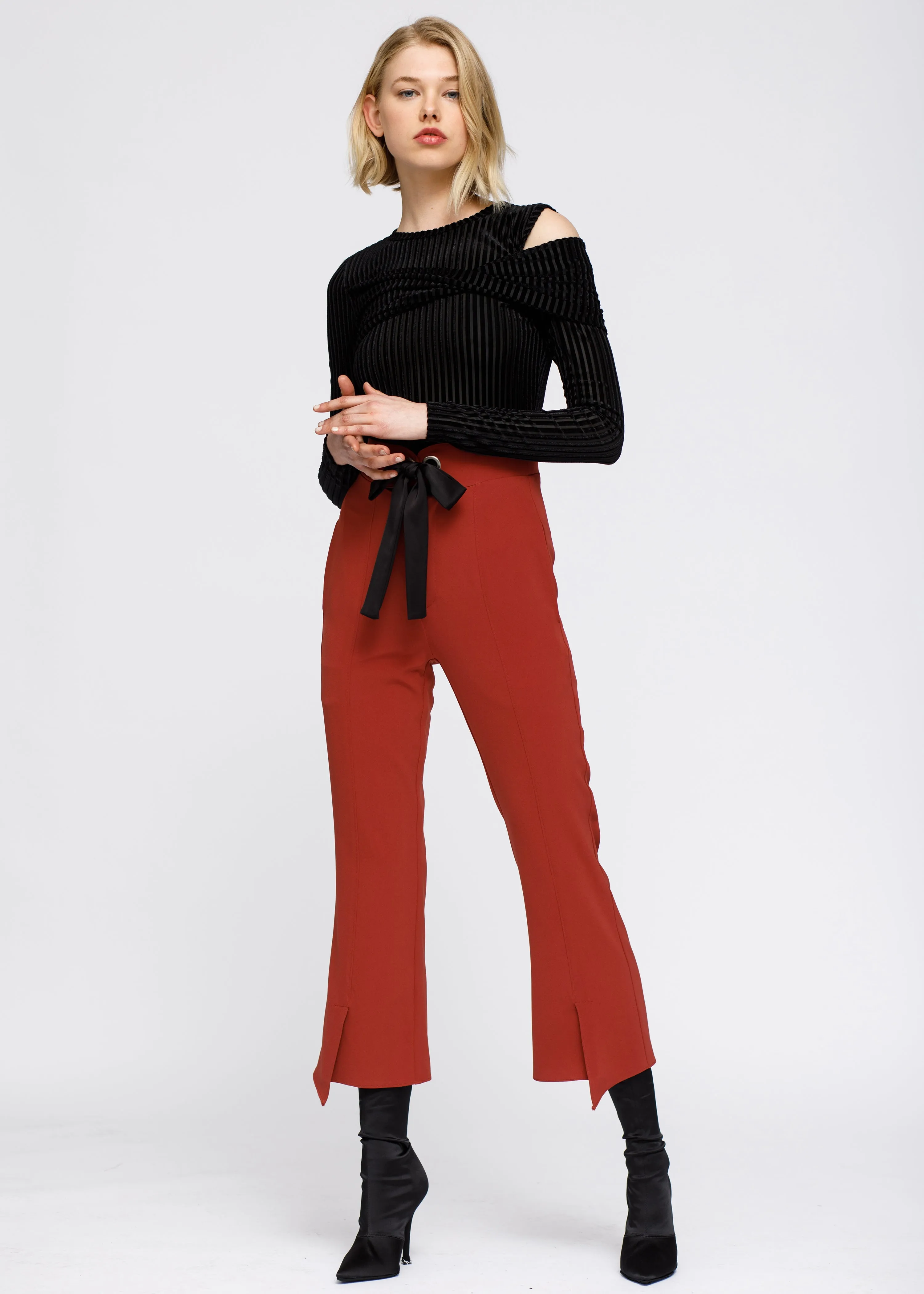 Women's High Waist Front Slit Trouser by Shop at Konus