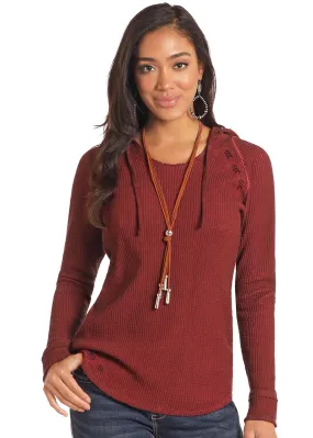 Women's Panhandle Wine Waffle Knit Hoodie