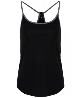 Womens TriDri® yoga vest | Black/Black Melange