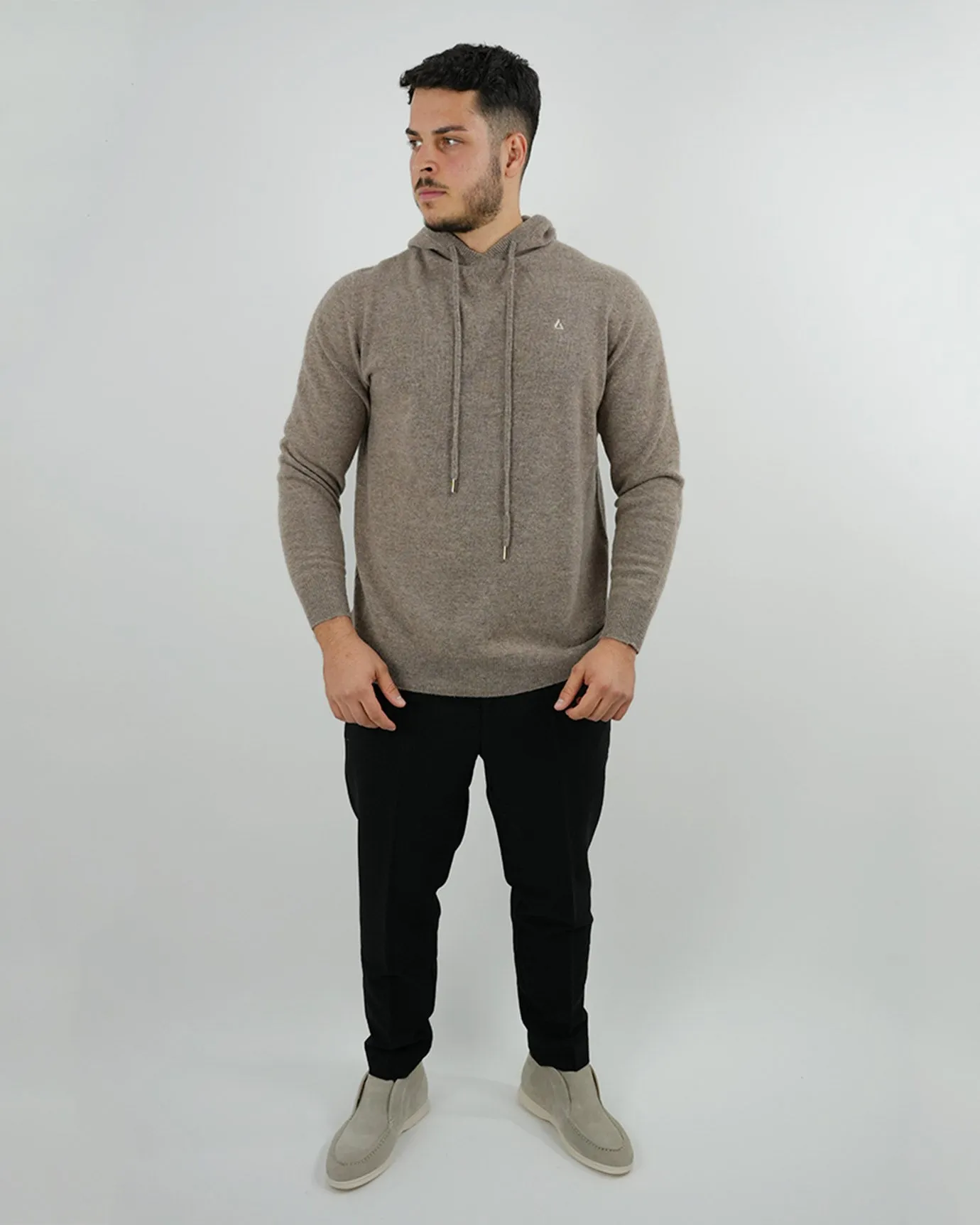 Wool Classy Hoodie - Camel & Light Beige Logo