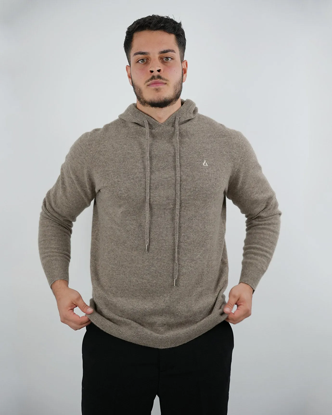 Wool Classy Hoodie - Camel & Light Beige Logo