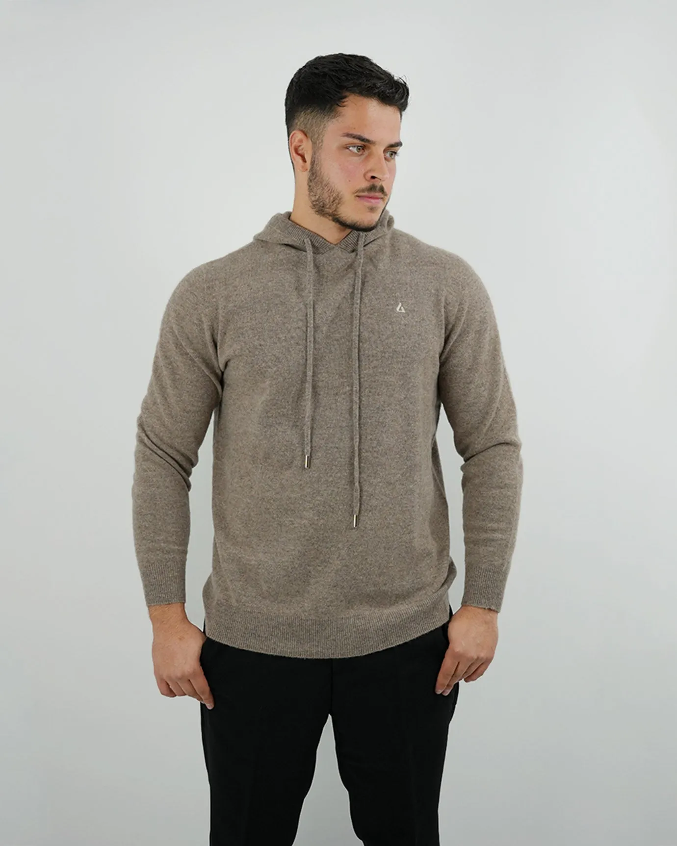 Wool Classy Hoodie - Camel & Light Beige Logo