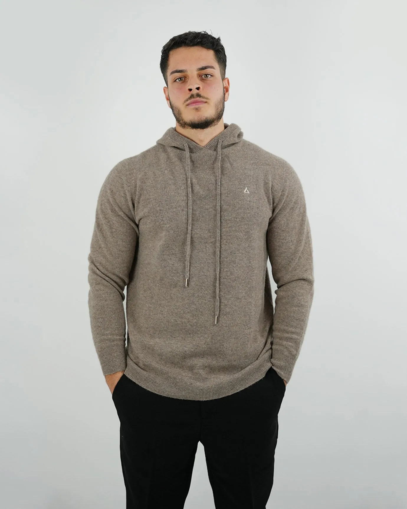 Wool Classy Hoodie - Camel & Light Beige Logo