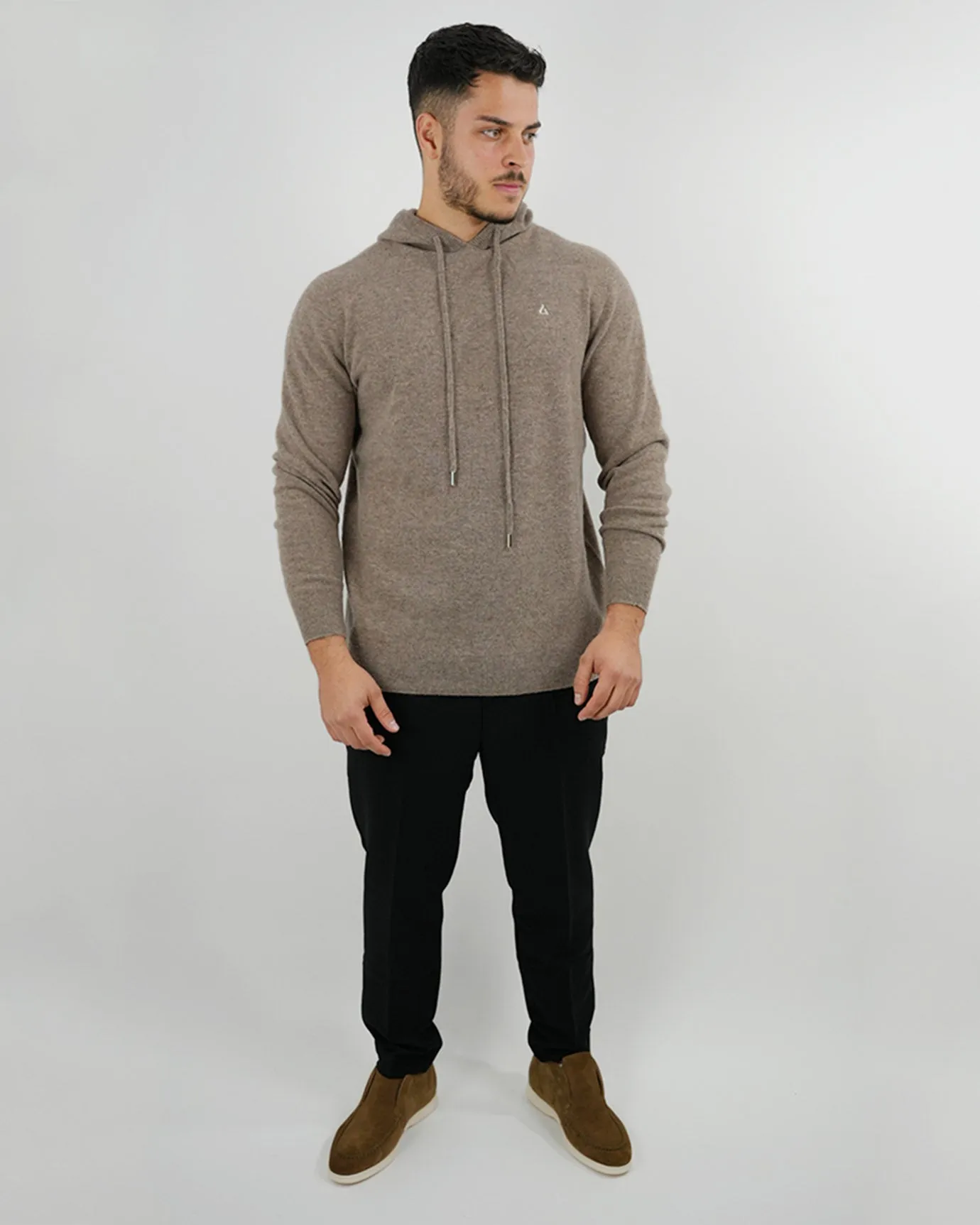 Wool Classy Hoodie - Camel & Light Beige Logo