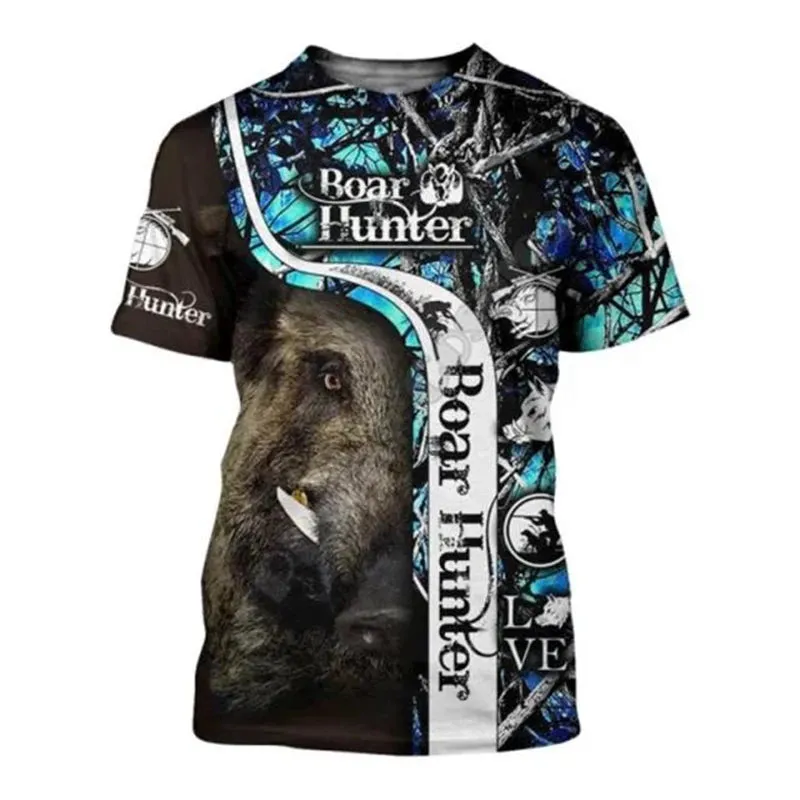 Xs- xl Jungle Animal 3D Camouflage Print Men's Casual Round Neck Short Sleeve  Quick Drying Oversized T-shirt.