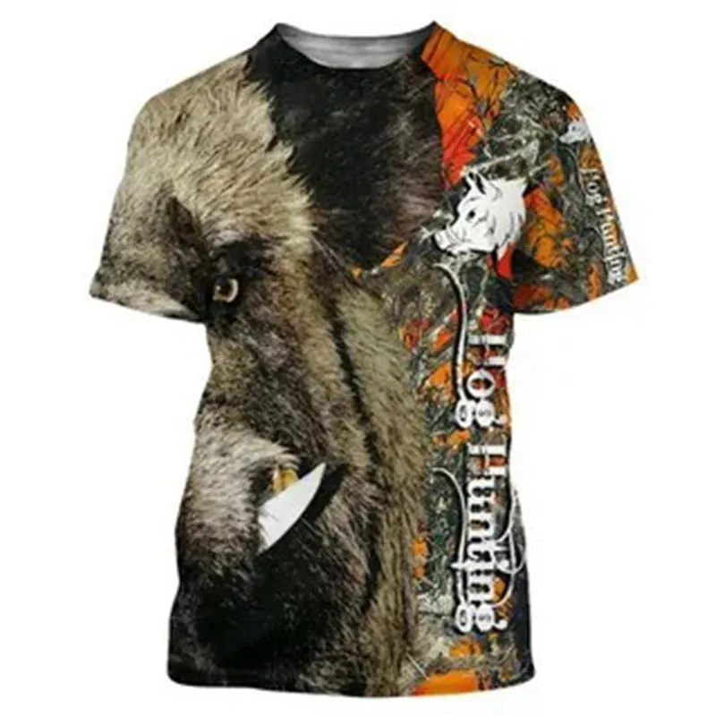 Xs- xl Jungle Animal 3D Camouflage Print Men's Casual Round Neck Short Sleeve  Quick Drying Oversized T-shirt.