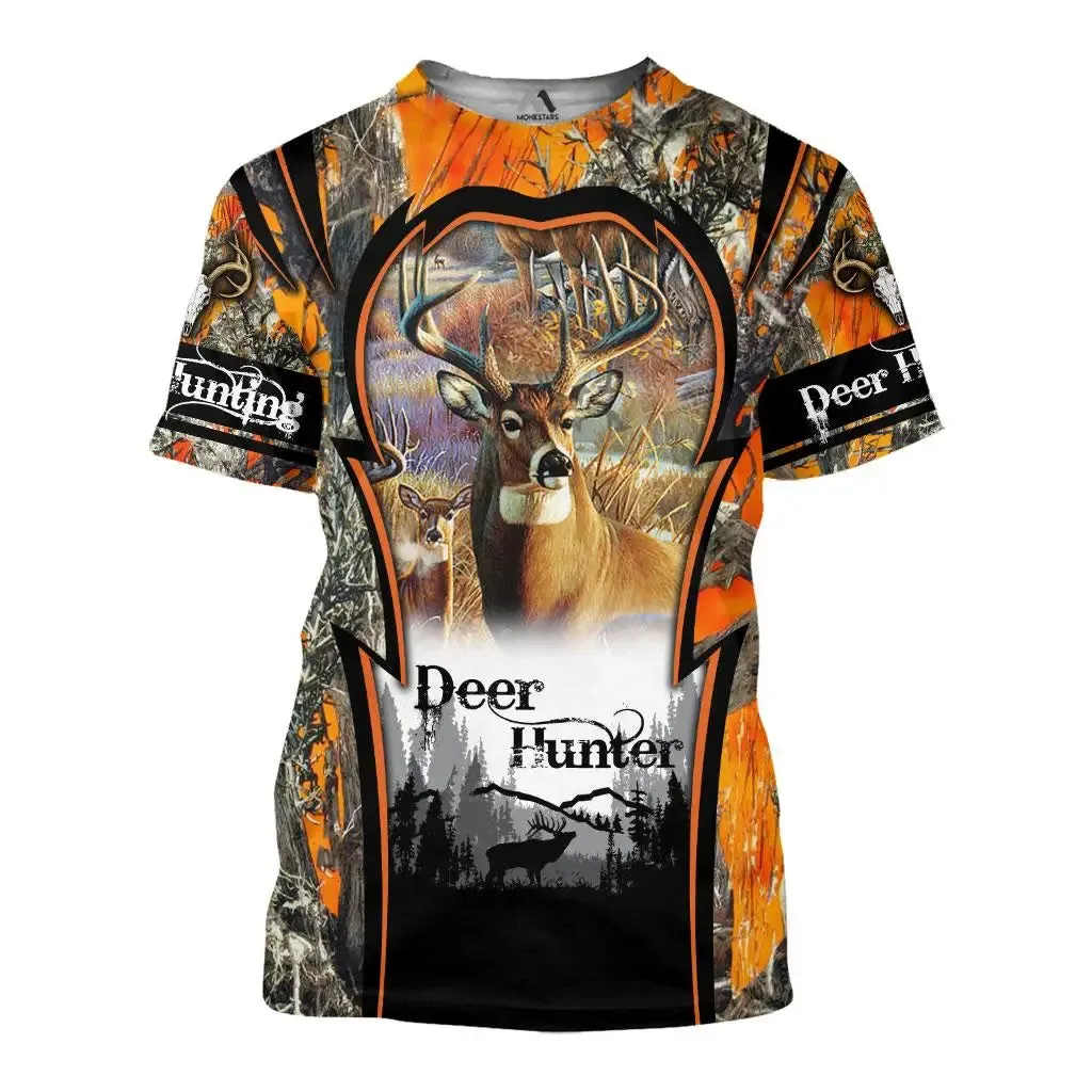 Xs- xl Jungle Animal 3D Camouflage Print Men's Casual Round Neck Short Sleeve  Quick Drying Oversized T-shirt.