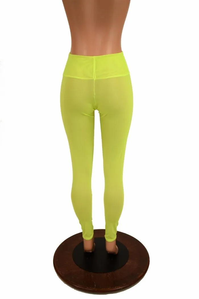 Yellow Mesh High Waist Leggings