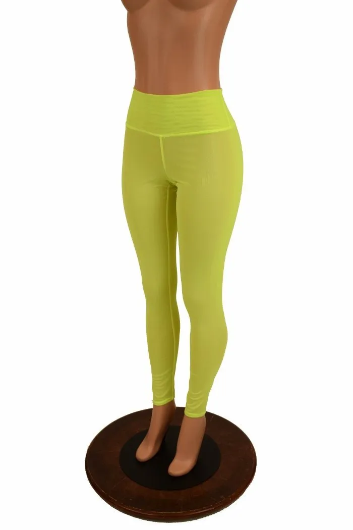 Yellow Mesh High Waist Leggings