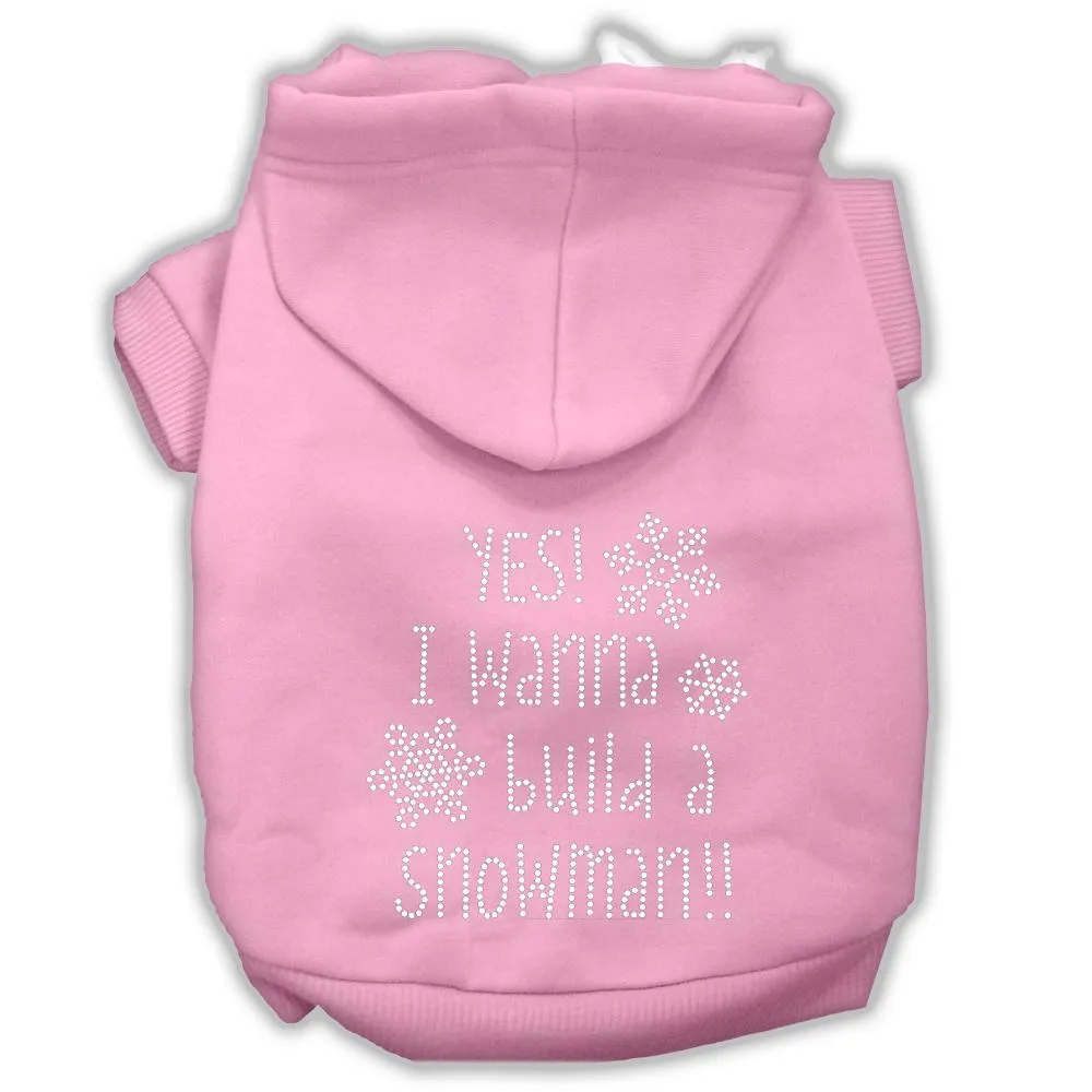 Yes! I Want To Build A Snowman Rhinestone Dog Hoodie Light Pink Xs (8)