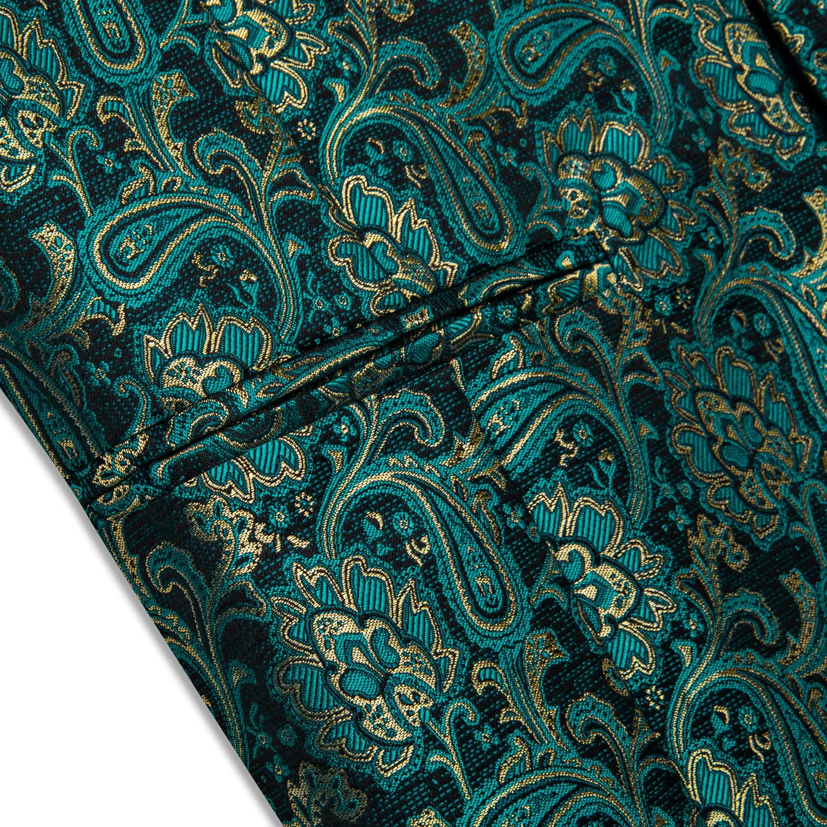 YourTies Dark Green Vest Teal Blue Paisley Mens Waistcoat Necktie Set