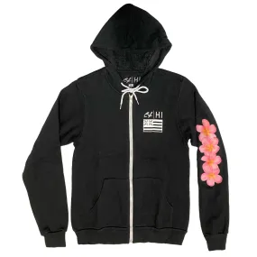 Zip Hoodie: Pink Plumeria