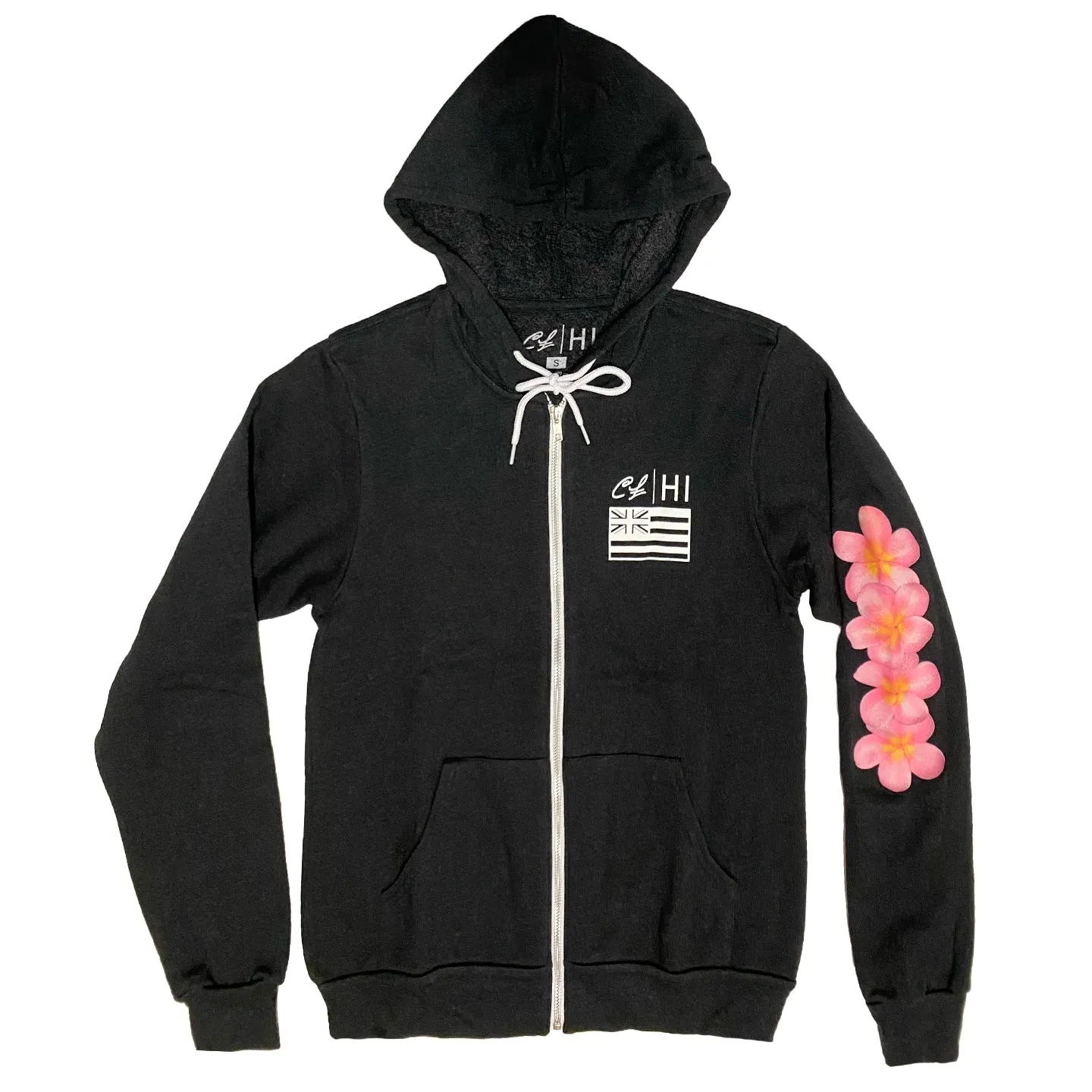 Zip Hoodie: Pink Plumeria